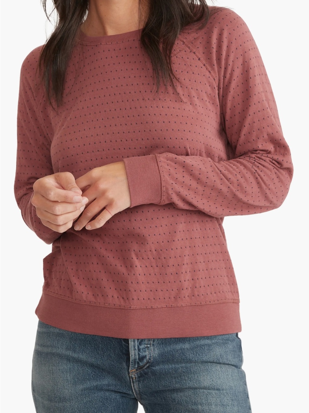 Marine Layer Mauve Perforated Long-Sleeve Pullover